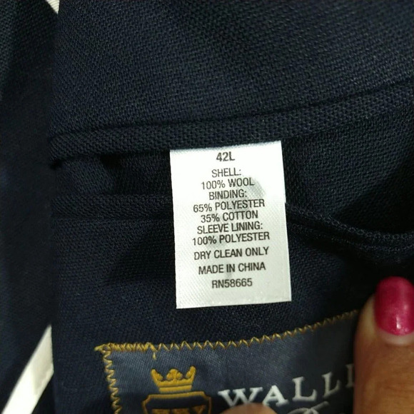 Wallin Bros Wool Blazer Sports Jacket Two Button Men Size 42 L Blue - Picture 8 of 10